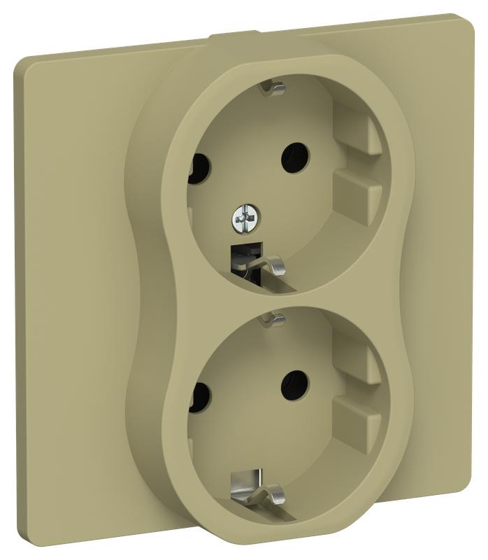 розетка 2-м сп flite рс12-1-к-фло 16а с заземл. без защ. шторок безвинтовое крепление в сборе механизм олив. iek fi-r21c-16-1-k26 от BTSprom.by