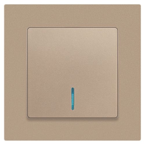  Выключатель 1-кл. СП Accent 6-102-04 10А IP20 250В с подсветкой AL/CU шампань Intro Б0063475 фото в каталоге от BTSprom.by