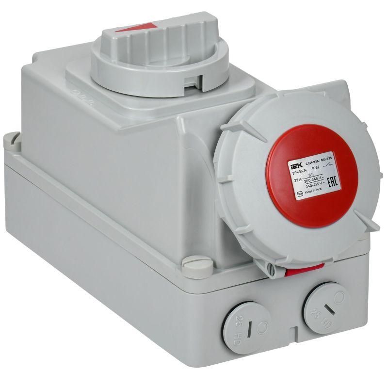 розетка с мех. блокировкой 32а-6ч 380в 3p+pe+n сси-825 ip67 iek psr12-032-5-5-67 от BTSprom.by