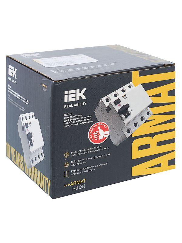  Выключатель дифференциального тока (УЗО) 4п 40А 300мА тип AC ВДТ R10N ARMAT IEK AR-R10N-4-040C300 фото в каталоге от BTSprom.by