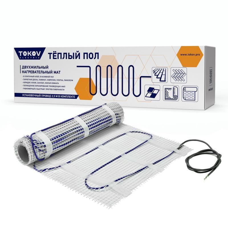 комплект "теплый пол" (мат) 150вт/кв.м 4кв.м tokov electric tke-mat150-600-4 от BTSprom.by