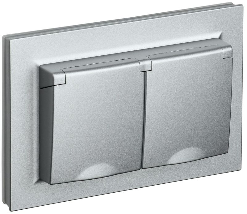 розетка 2-м сп brite рсбш12-3-44-бра 16а в сборе ip44 с крышкой алюм. iek br-r26-16-44-k47-f от BTSprom.by