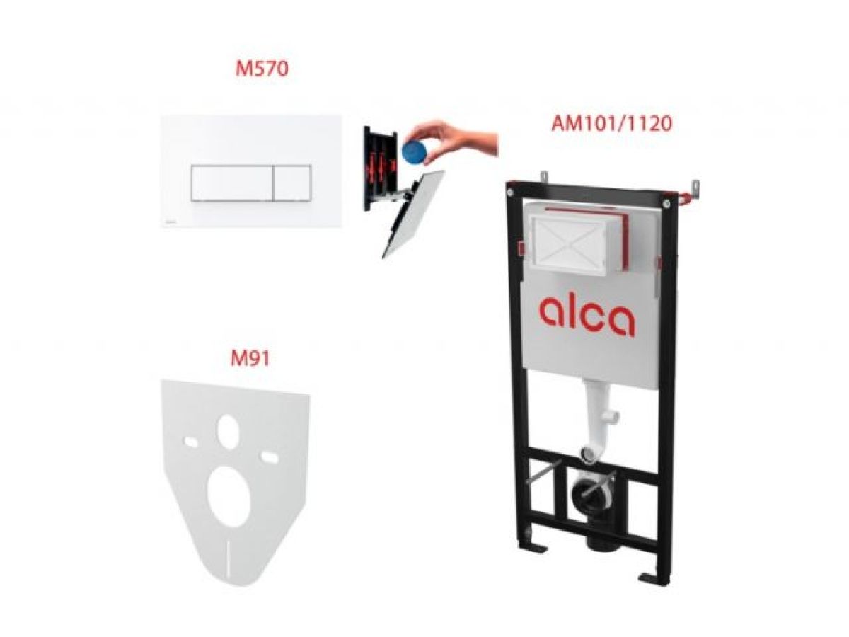 инсталляционный сет 4 в 1 с кнопкой m570, alca (alcaplast) am101/1120-4:1 m570-ve-01 от BTSprom.by