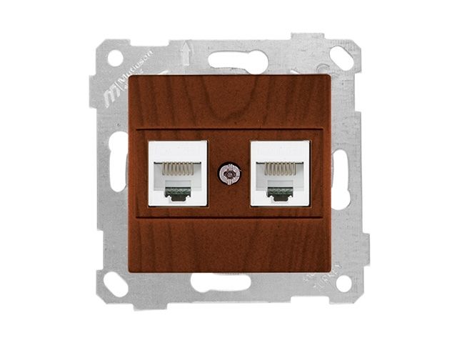 розетка компьютерная 2xrj45 (cat5e, скрытая, без рамки) орех, rita, mutlusan 2200 138 0157 от BTSprom.by