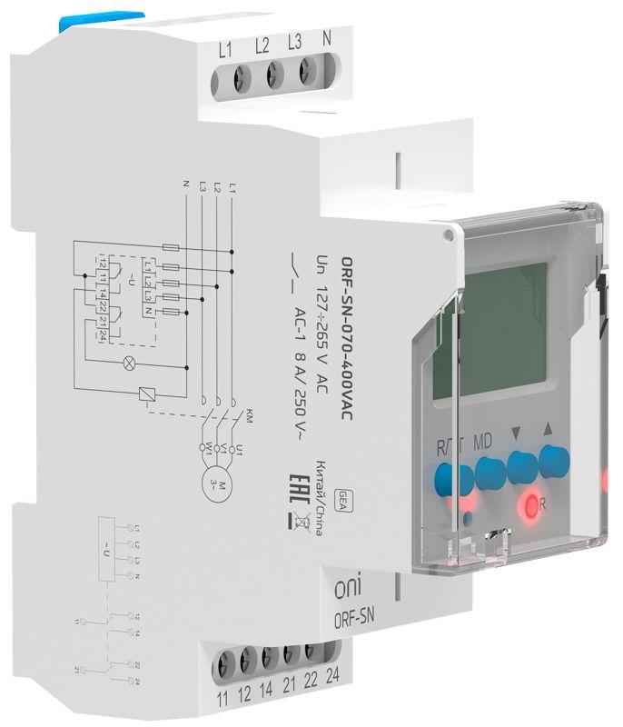 реле фаз orf-sn 3ф. 2 конт. 70-400в ac с контр. нейтр. oni orf-sn-070-400vac от BTSprom.by