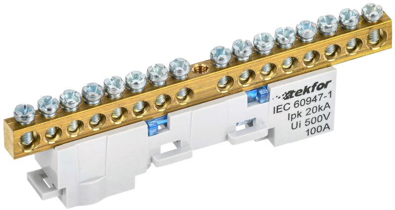 шина нулевая n неизол. на универс. держ. 6х9-16-с tekfor iek tf-nn10-16-dl-k07 от BTSprom.by