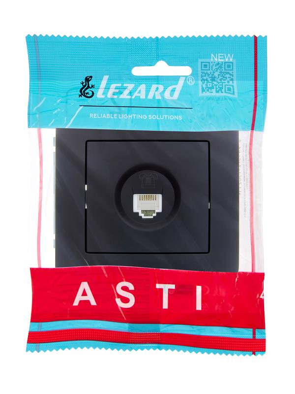  Розетка телефонная евро 1-м СП ASTI IP20 RJ11 в сборе черн. бархат LEZARD 7081-4242-137 фото в каталоге от BTSprom.by