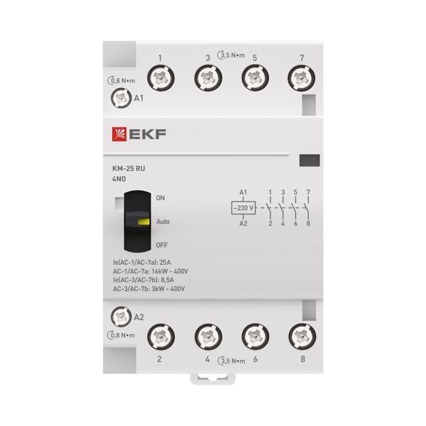  Контактор модульный КМ РУ 25А 4NO (3 мод.) PROxima EKF km-3m-25-40 фото в каталоге от BTSprom.by