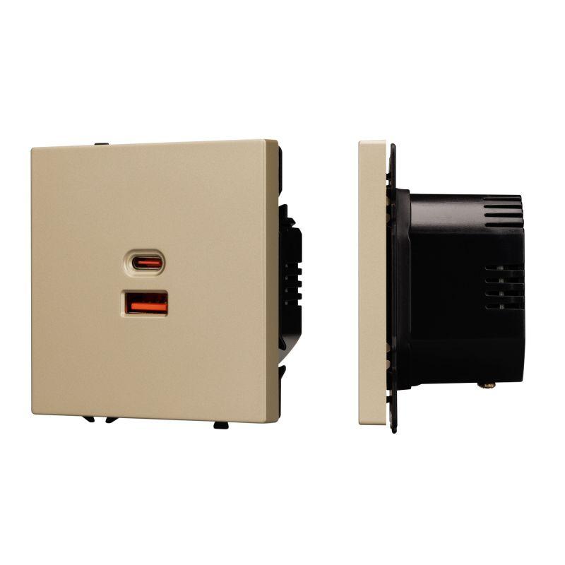 розетка usb arl nobe тип a+c софт-тач золотой песок sct-muac-sfpl-fc-gd (65вт qc3) arlight 054318(1) от BTSprom.by