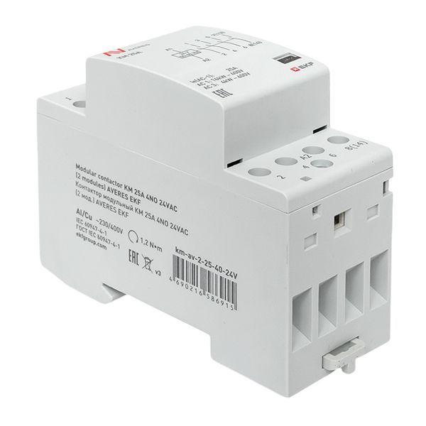 Контактор модульный КМ 25А 4NO 24В AC (2 мод.) AVERES EKF km-av-2-25-40-24V фото в каталоге от BTSprom.by