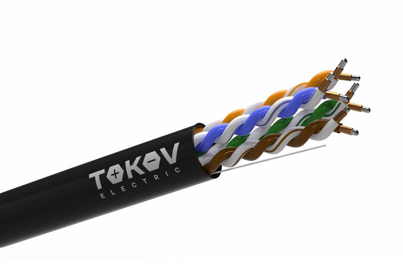 кабель витая пара u/utp 4х2х24 awg кат.5e ссa pe tokov light (м) tokov electric tkl-c06-u42cca-5e-305-od от BTSprom.by