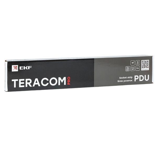  Блок PDU TERACOM PRO 19дюйм 1U 16А/250В 8 роз. Schuko с выключат. шнур 2м 3х1.5кв.мм вилка Schuko корпус алюм. черн. EKF TRP-HPD-LS-16A-8SH-2MSH фото в каталоге от BTSprom.by