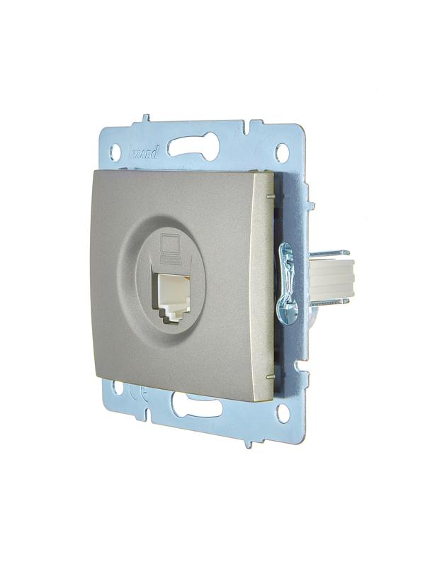  Розетка компьютерная 1-м СП ASTI IP20 RJ45 механизм Cat 5e платина. LEZARD 7081-3588-139 фото в каталоге от BTSprom.by