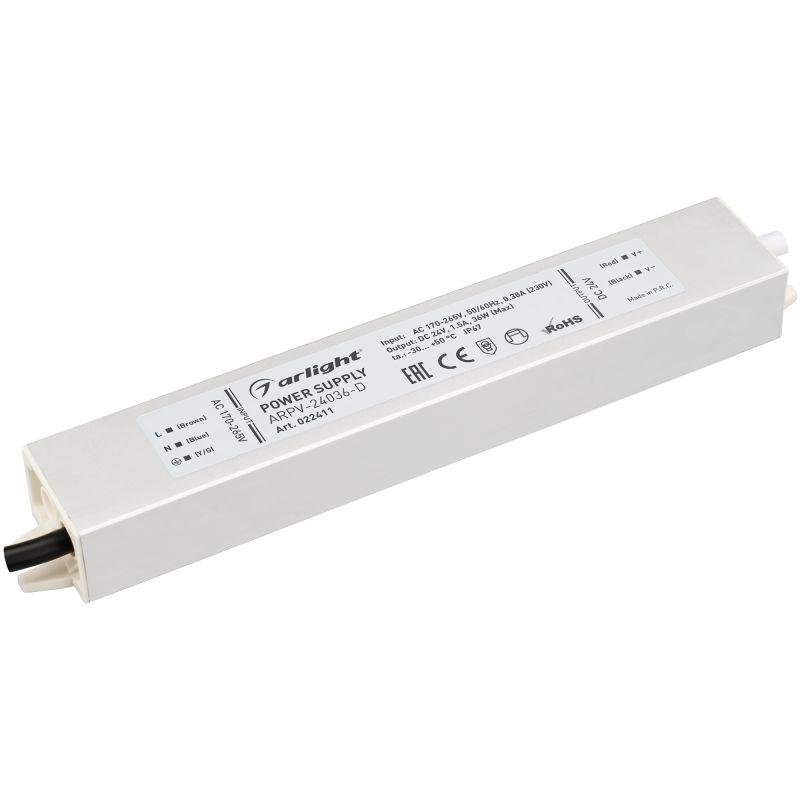 блок питания arpv-24036-d 24в 1.5а 36вт ip67 метал. 3 года arlight 022411 от BTSprom.by
