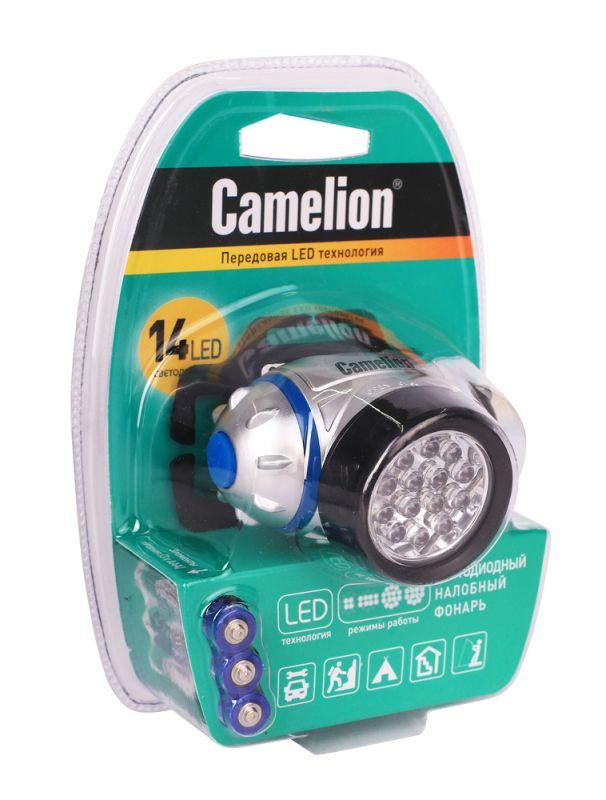 фонарь налобный led 5312-14f4 14led 4 режима 3хr03 (в компл.) металлик camelion 7536 от BTSprom.by