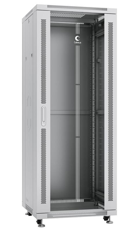 шкаф монтажный телекоммуникационный напольный sh-05c-32u60/100 19дюйм 32u 600х1000х1610мм для распределит. и серверн. оборудования передн. стеклян. и задн. сплошн. метал. двери ручка с замком сер. cabeus 7056c от BTSprom.by