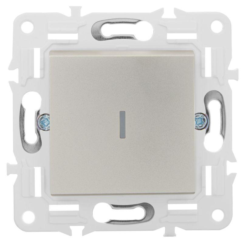  Выключатель 1-кл. SKANDY 10А SK-V07Sh с индикацией шампань IEK SK-V10-1-10-K37 фото в каталоге от BTSprom.by