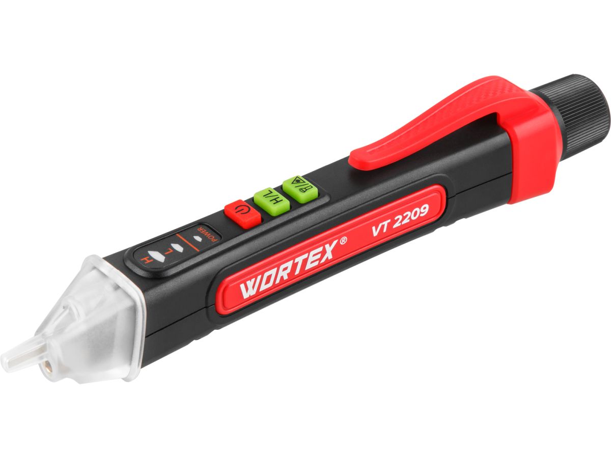  Бесконтактный индикатор напряжения WORTEX VT 2209 12-1000 В, световая и звуковая индикация (Встроенный фонарь и лазерная указка, батарейки в комплекте) 1323796 фото в каталоге от BTSprom.by