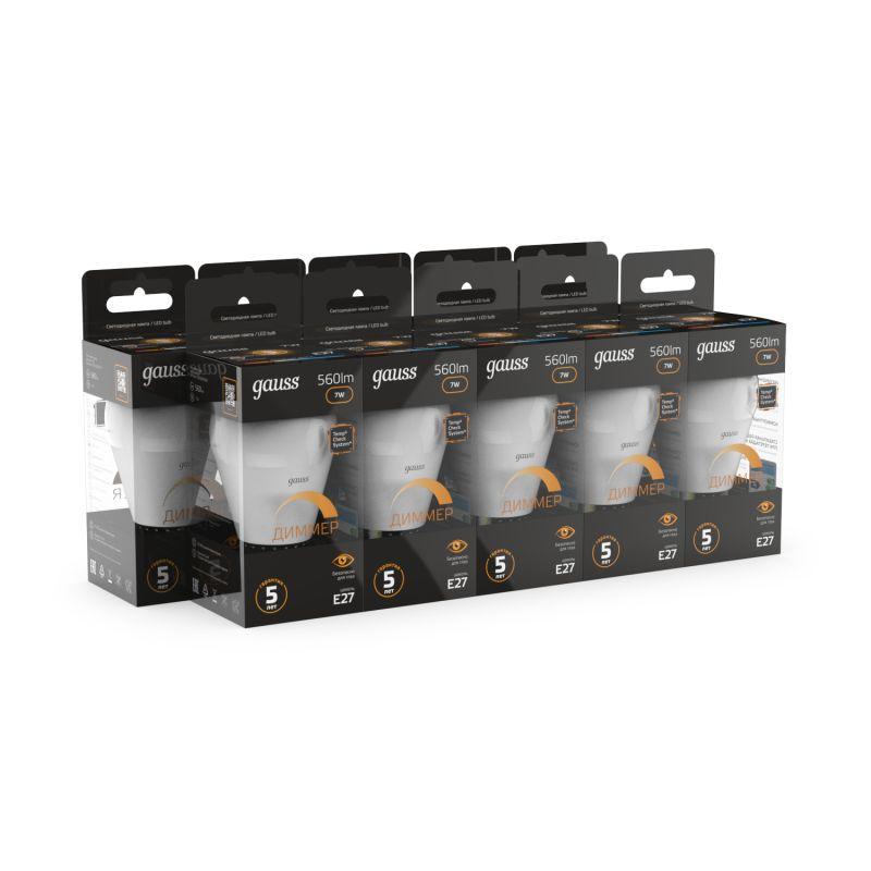 Лампа светодиодная Black 7Вт P45 шар 3000К тепл. бел. E27 560лм диммир. GAUSS 105102107-D фото в каталоге от BTSprom.by