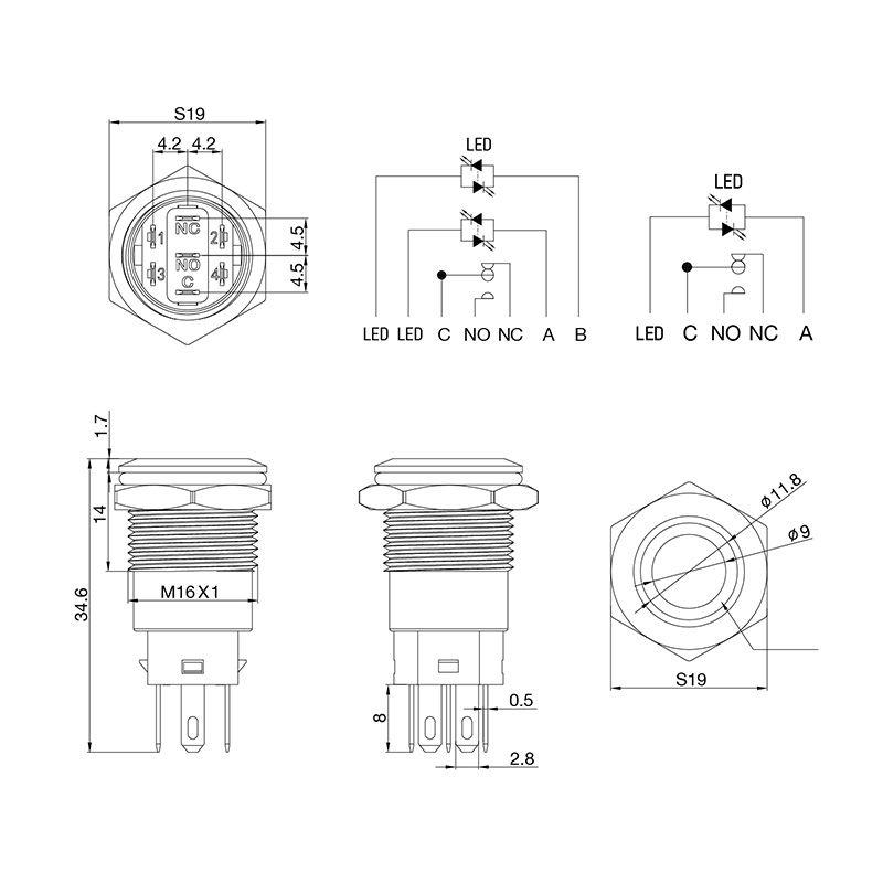  Кнопка антивандальная d16 12В Б/Фикс (5с) (ON)-OFF/(OFF)-ON красн. (A-16-C4) Rexant 36-3253 фото в каталоге от BTSprom.by