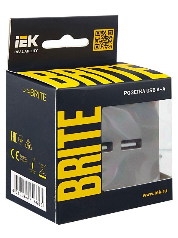  Розетка BRITE USB A+A 3.1А РЮ10-1-БрС механизм сталь IEK BR-U21-D31-K46 фото в каталоге от BTSprom.by