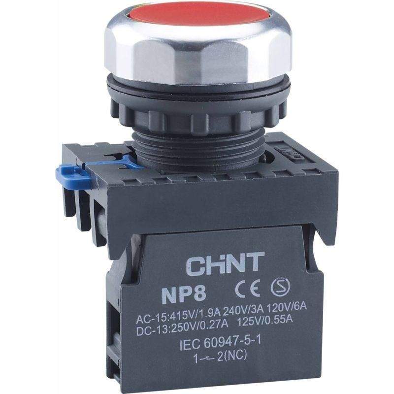 кнопка управления np8-20bn/4 без подсветки самовозв. 2но ip65 (r) красн. chint 667237 от BTSprom.by