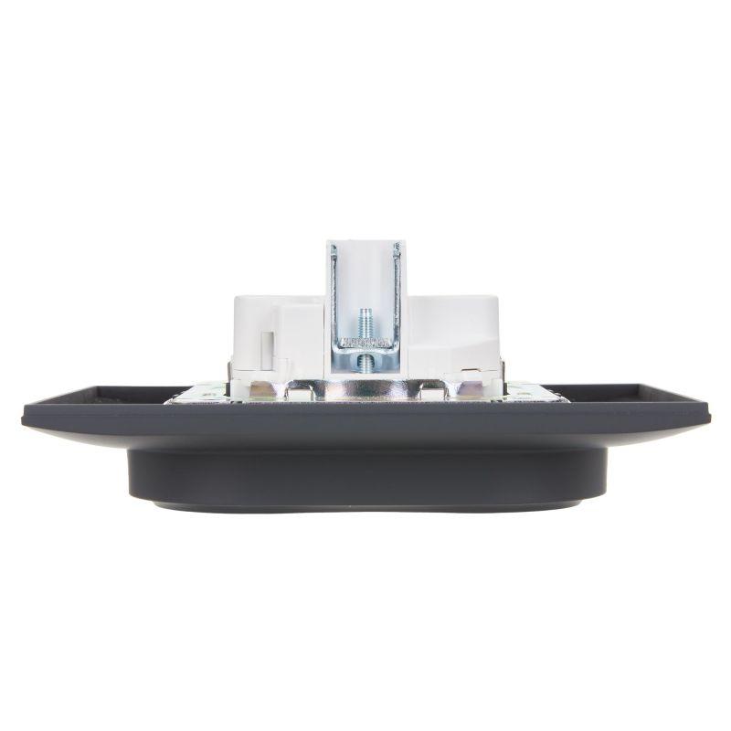  Розетка 2-м SKANDY 16А с заземл. защ. шторки в сборе SK-R07G графит IEK SK-R24-16-K53-F фото в каталоге от BTSprom.by