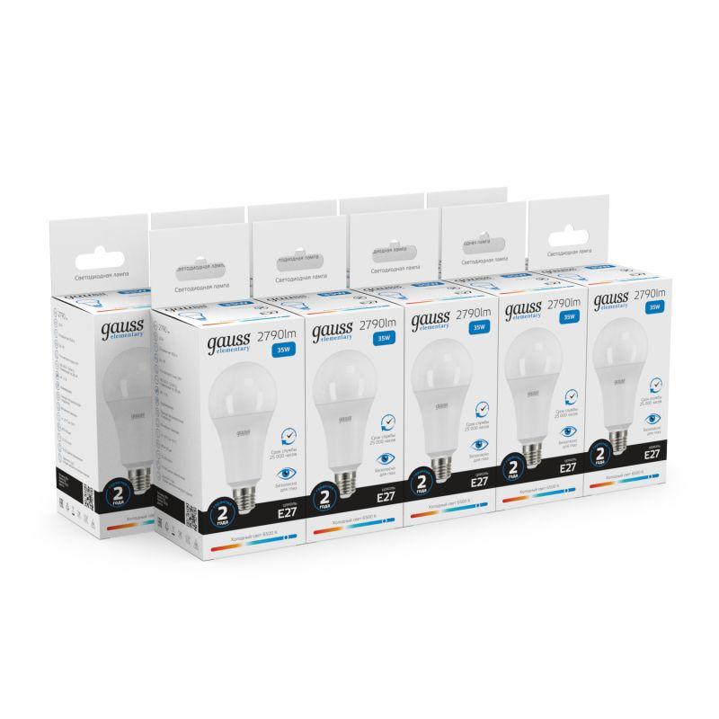 Лампа светодиодная Elementary 35Вт A80 грушевидная 6500К холод. бел. E27 2790лм GAUSS 70235 фото в каталоге от BTSprom.by