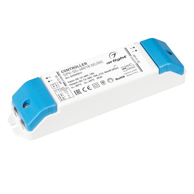 контроллер плавного включения spv-ss-48018 dc/dc 12-48в 18a ip20 пластик arlight 032555(1) от BTSprom.by
