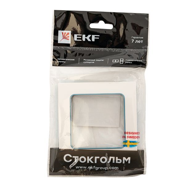  Рамка 1-м Стокгольм бел. с линией цвета син. PROxima EKF EXM-G-304-30 фото в каталоге от BTSprom.by