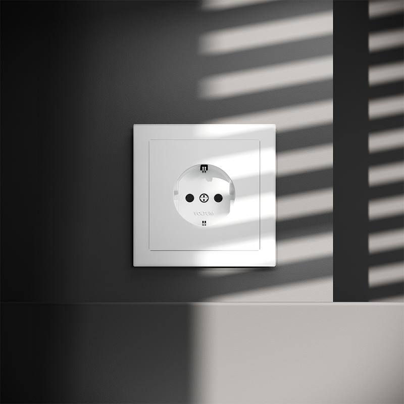  Розетка 1-м СП S70 16А с заземл. защ. шторки механизм бел. матов. Voltum VLS040202 фото в каталоге от BTSprom.by