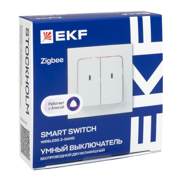  Выключатель 2-кл. Стокгольм Умный беспроводной бел. Zigbee Сonnect EKF RCV-ST2-WS-ZB фото в каталоге от BTSprom.by
