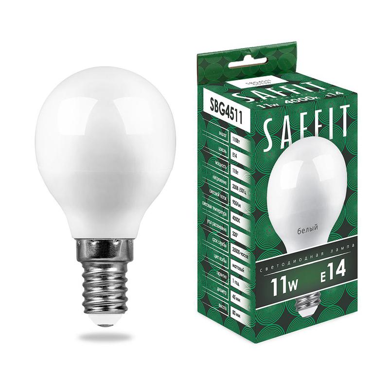 лампа светодиодная 11вт 230в e14 4000к g45 sbg4511 saffit 55138 от BTSprom.by