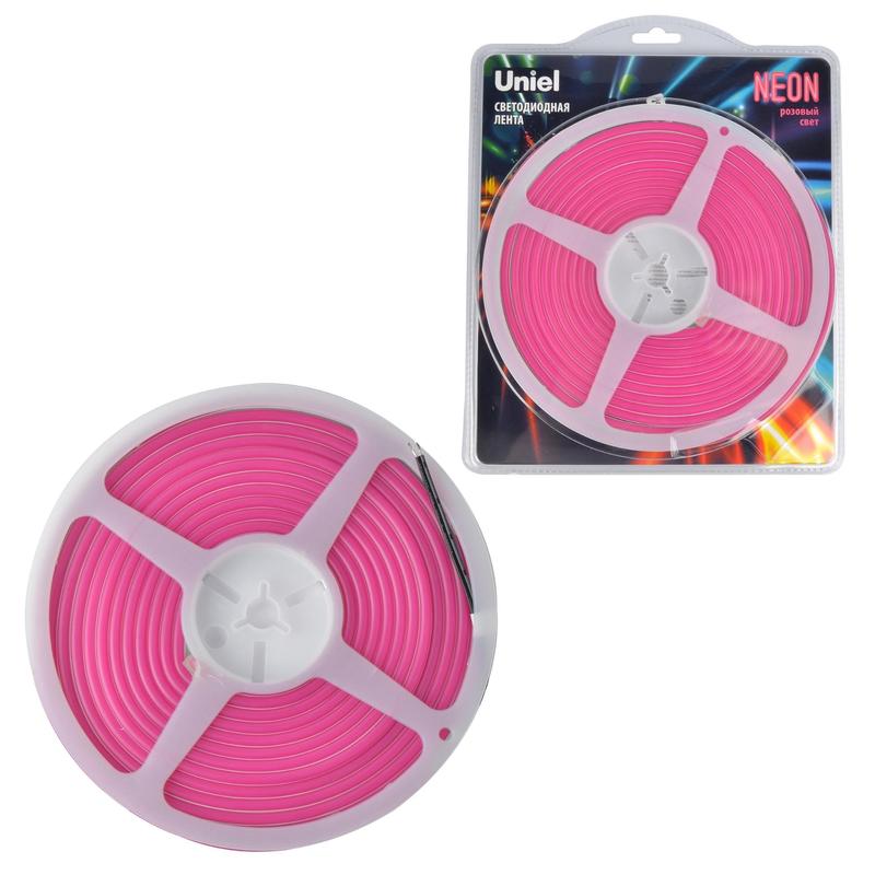 лента светодиодная гибкая uls-n01-2835-120led/m-6mm-ip67-dc12v-9w/m-5m-pink neon (блист. 5м) свет роз. uniel ul-00009090 от BTSprom.by