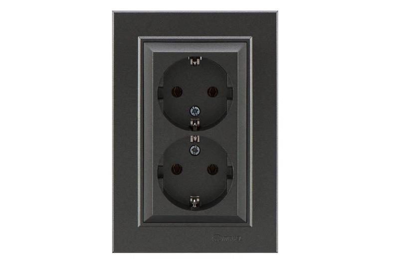 розетка 2-м сп karea 16а ip20 с/з дым. металлик makel 56050082 от BTSprom.by