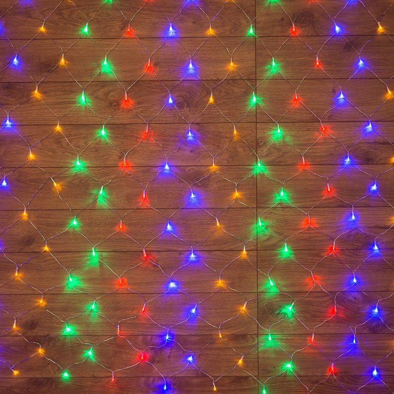 гирлянда светодиодная "сеть" 1х1.5м 96led мультиколор 12вт 220-240в ip20 с контроллером 8 режимов провод пвх прозр. neon-night 215-119-6 от BTSprom.by