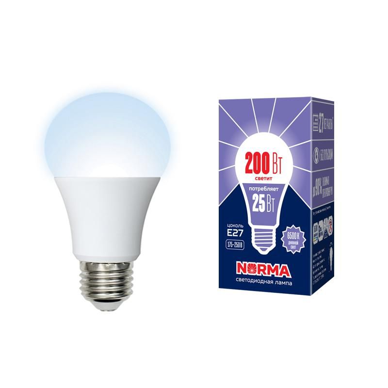 лампа светодиодная led-a70-25w/6500k/e27/fr/nr norma 25вт матовая 6500к холод. бел. e27 (упак. картон) volpe ul-00004471 от BTSprom.by