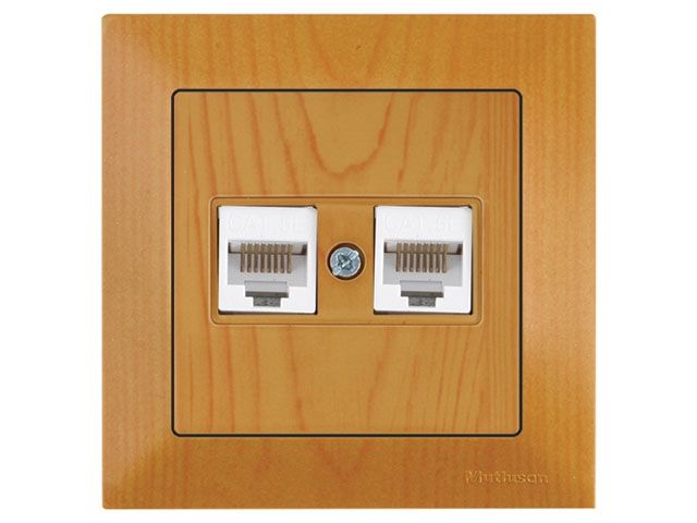 розетка компьютерная 2xrj45 (cat5e, скрытая) дуб, daria, mutlusan ((2xrj 45) 8-pin, соединения типа 568a или 568b) 2120 138 0158 от BTSprom.by