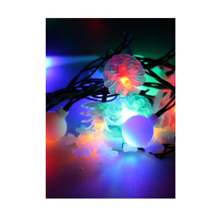 гирлянда светодиодная "елочная" 4.4м 30led мультиколор ip20 матов. насадки - шишки снежинки шарики космос koc_gir30ledmix2_rgb от BTSprom.by