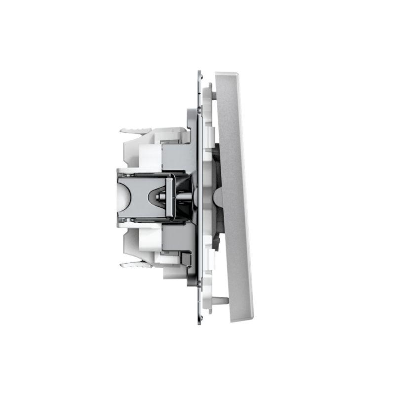  Выключатель кнопочный 2-кл. ArtGallery 10AX быстрозажим. клем. механизм алюм. SE GAL000317S фото в каталоге от BTSprom.by