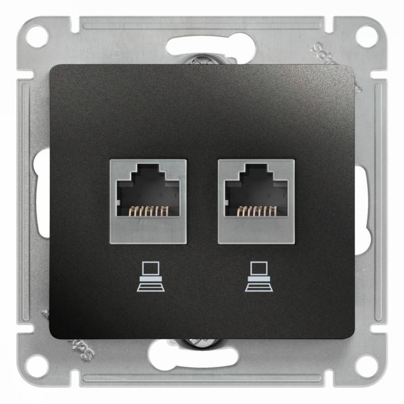 розетка компьютерная 2-м glossa rj45 кат.5e механизм антрацит se gsl000785kk от BTSprom.by