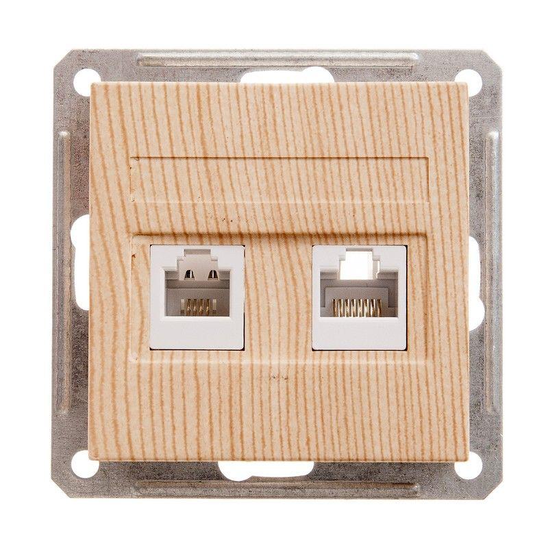 розетка компьютерная + телефонная 2-м сп w59 rj45 + rj11 кат.5e механизм сосна se rsi-251tk5e-7-86 от BTSprom.by