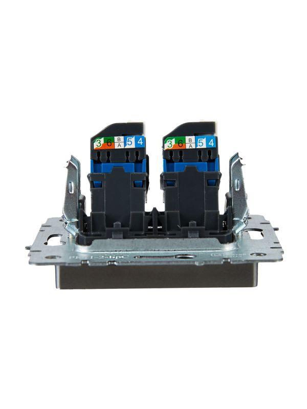  Розетка компьютерная двойн. СП RJ45 кат.6 BRITE РК11-2-БрС механизм сталь IEK BR-K20-2-K46 фото в каталоге от BTSprom.by
