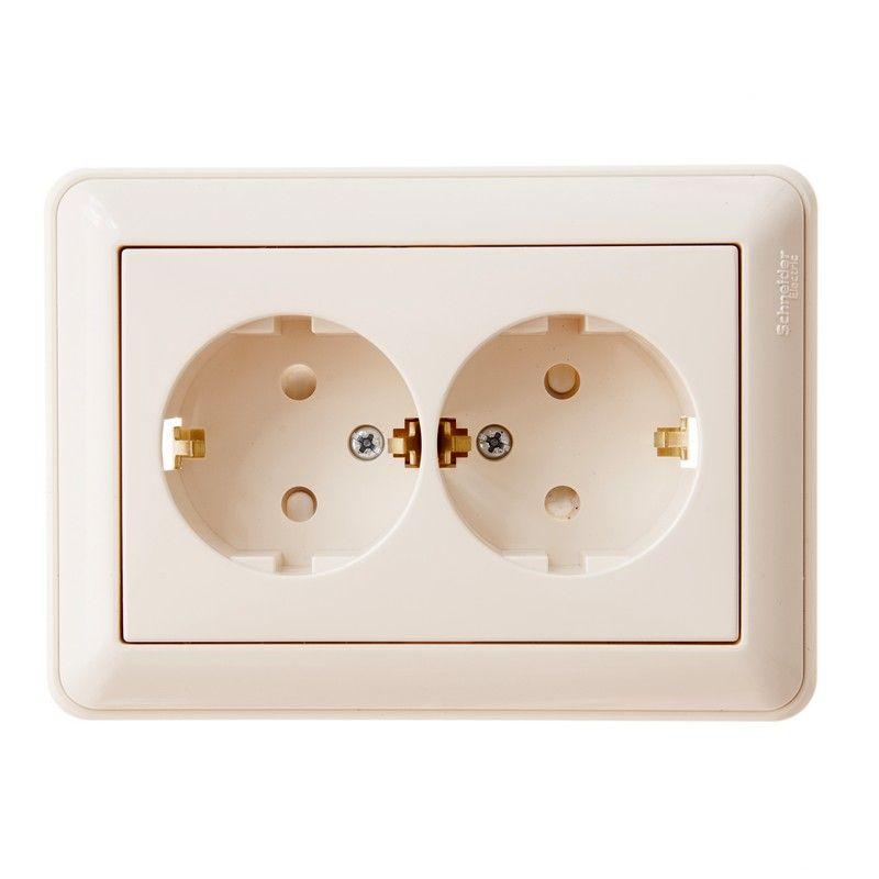 розетка 2-м сп w59 16а ip20 с заземл. защ. шторки в сборе сл. кость se rs16-255-28 от BTSprom.by