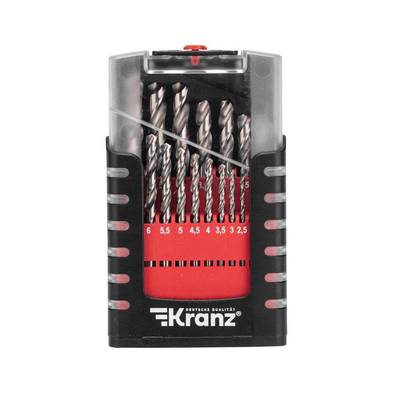  Набор сверл по металлу 1-10мм (через 0.5мм) Р6М5 цилиндрический хвостовик 19шт Kranz KR-91-0635 фото в каталоге от BTSprom.by