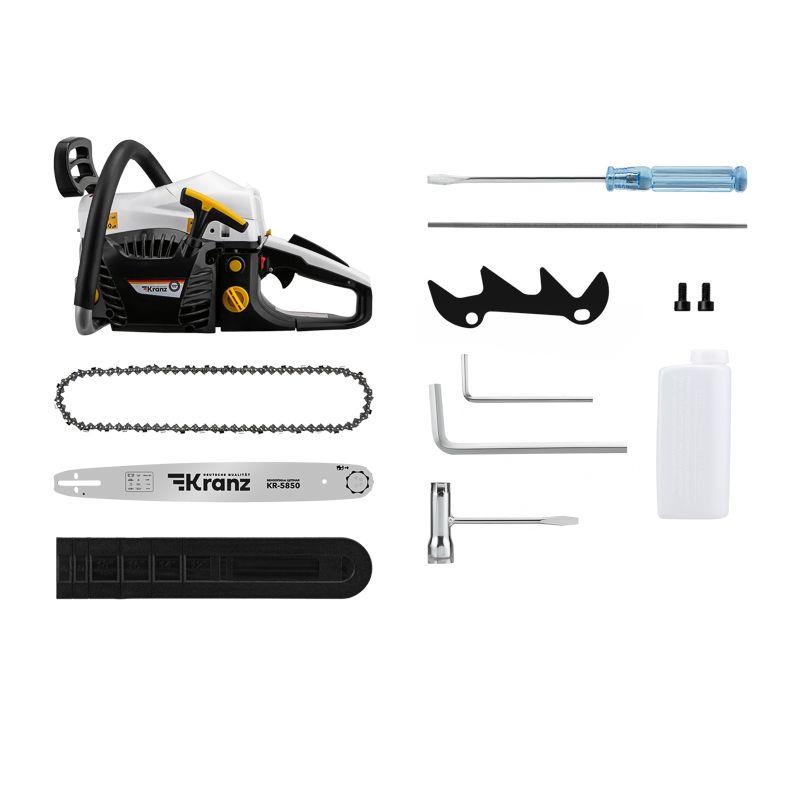  Пила цепная бензиновая KR-5850 шина 50см 4.1л.с шаг 0.325 76 звеньев Kranz KR-16-1183 фото в каталоге от BTSprom.by