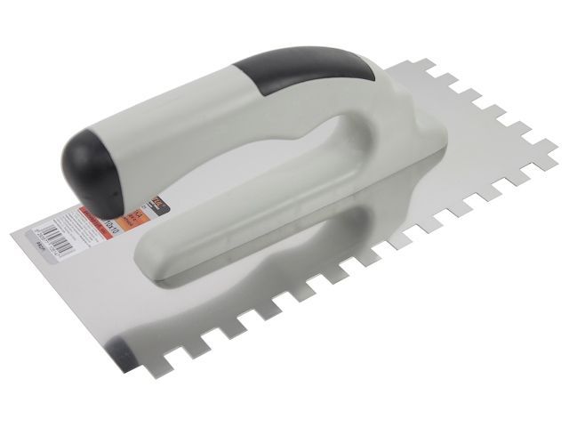 гладилка нерж. 130х270мм зуб 10х10мм с двухкомпонентной ручкой startul profi (st1051-21) (для нанесения клея плиточного, клея для блоков, гребенка) st1051-21 от BTSprom.by