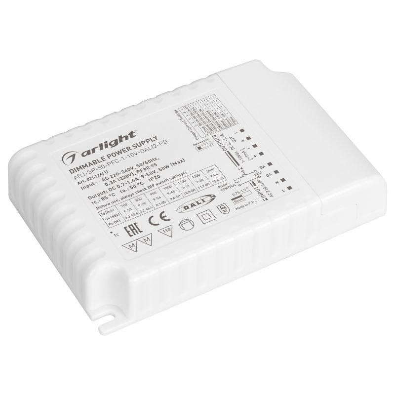 блок питания arj-sp-50-pfc-1-10v-dali2-pd 50вт 700-1400ма ip20 пластик arlight 025124(1) от BTSprom.by