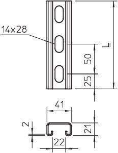 Профиль С-образный 41х21 L3000 MS4121P3000FS (BPM2130) OBO 1122920 фото в каталоге от BTSprom.by