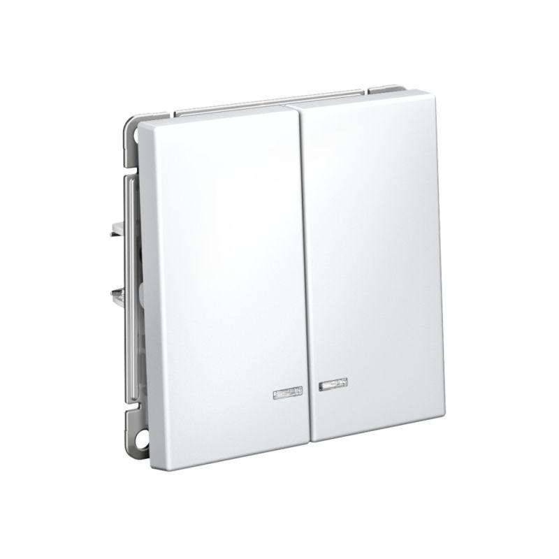  Выключатель 2-кл. ArtGallery (сх. 5а) 10AX с подсветкой быстрозажим. клем. механизм бел. SE GAL000153S фото в каталоге от BTSprom.by